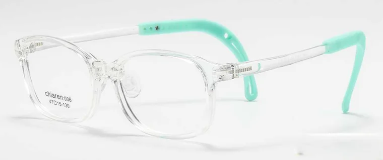 Myokids 006 clear frames with mint green temples
